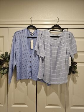 Cyrus Light Periwinkle Knit Cardigan Set